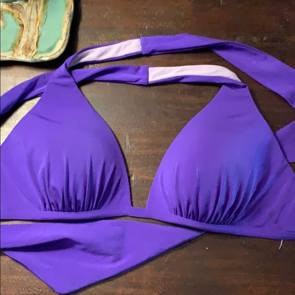 A Chi Purple Bikini Halter Black Link Details